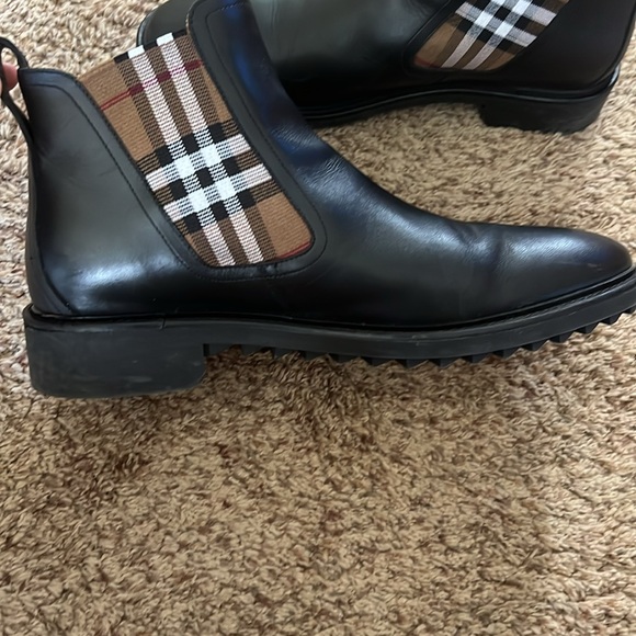 Vintage check detail leather Chelsea boots - Picture 3 of 4